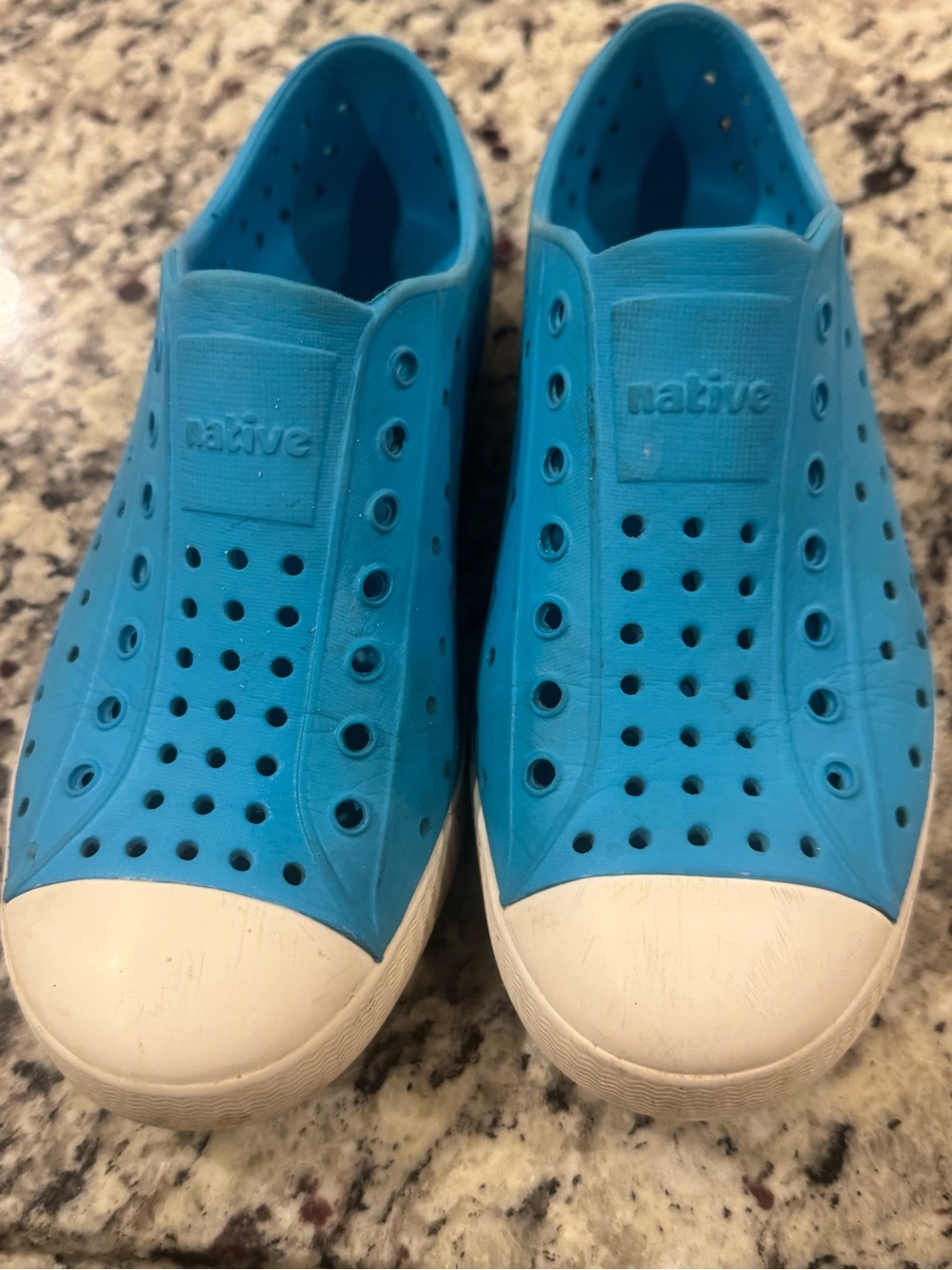 Native Kids Slip-On Water Shoes in Bright Blue with White Toe